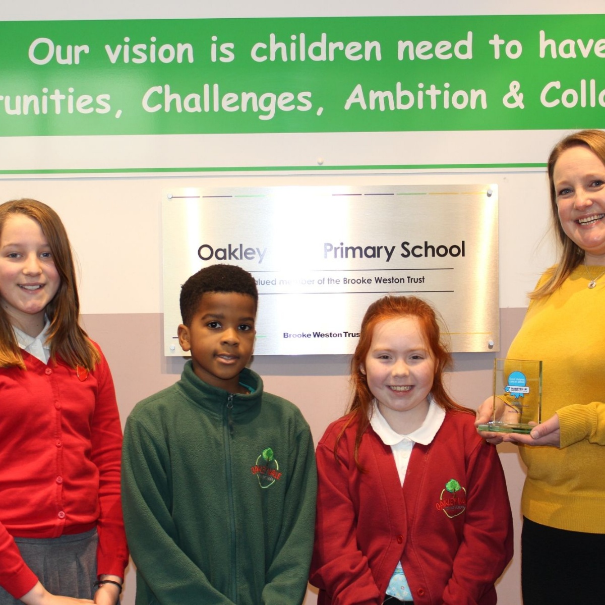 Brooke Weston Trust - Oakley Vale Primary School awarded for fantastic  diabetes care ​​​​​​​